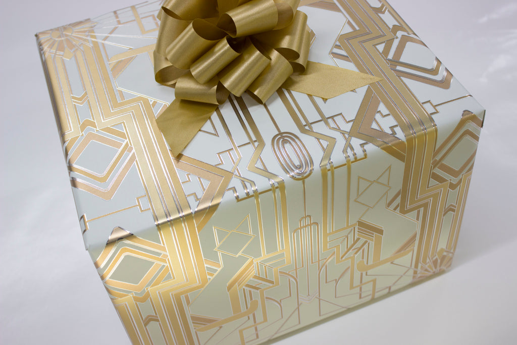 Great Catsby Cream, Metallic Gold and Silver Wrapping Paper