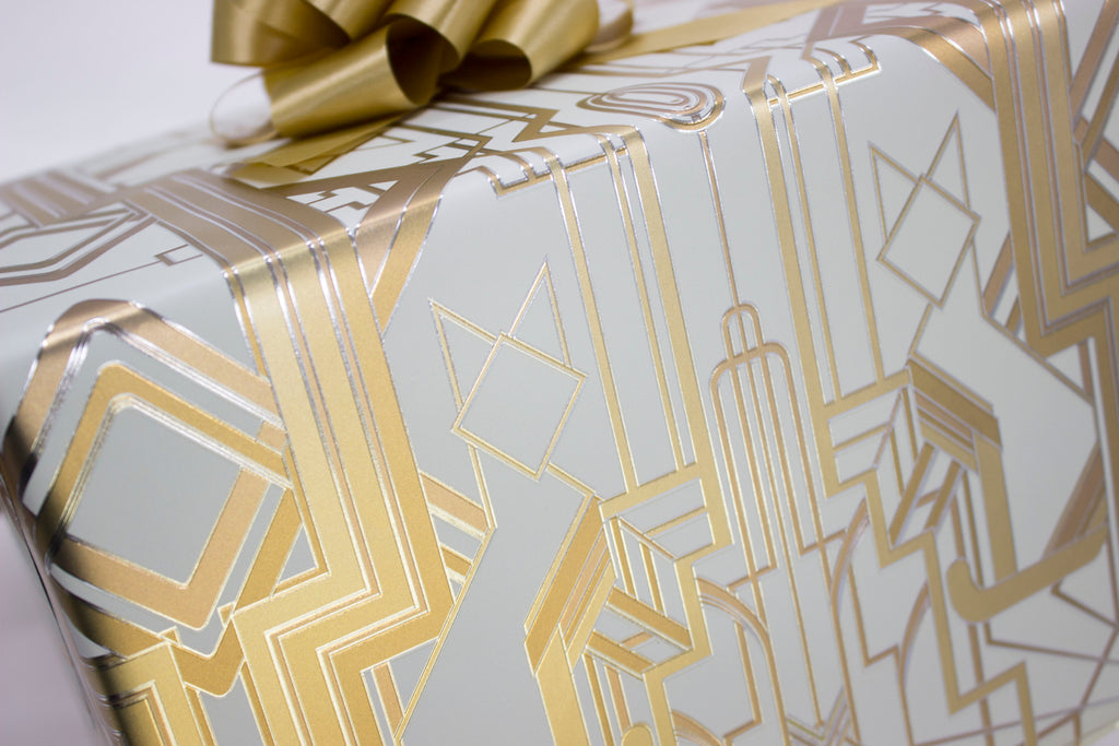 Great Catsby Metallic Silver Wrapping Paper 