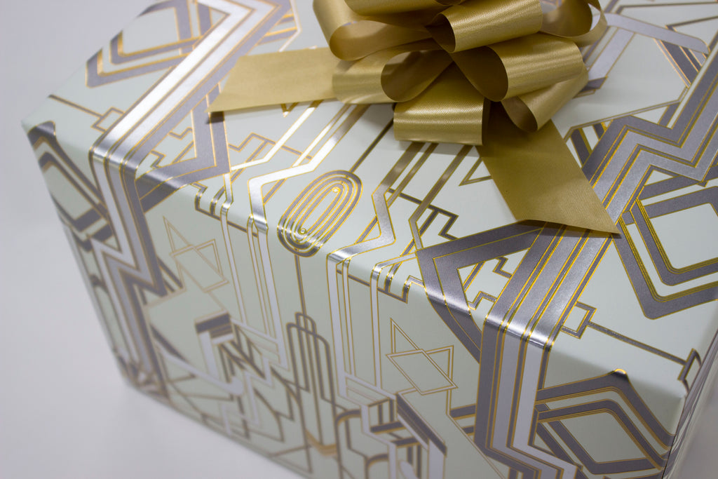 Great Catsby Cream, Metallic Gold and Silver Wrapping Paper
