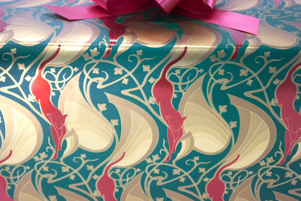 Catsby Metallic Holiday Green, Red and Gold Wrapping Paper