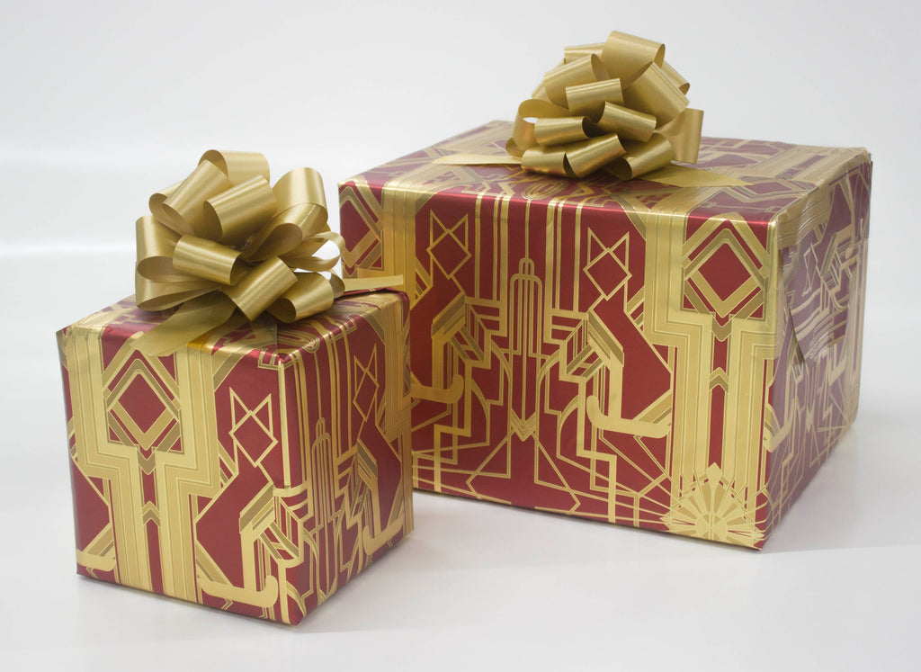 Great Catsby Metallic Red and Gold Wrapping Paper