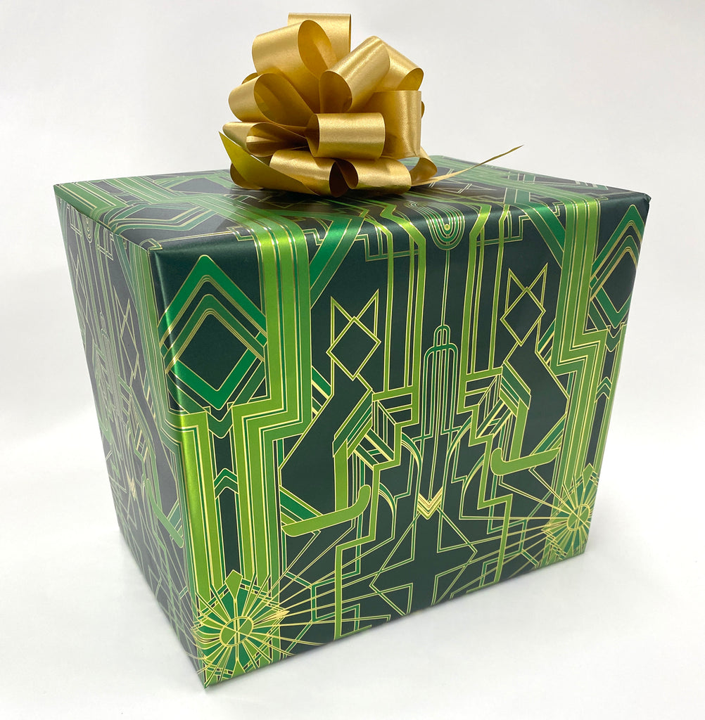Modern Vintage Gold Forest Green Elegant Floral Wrapping Paper by