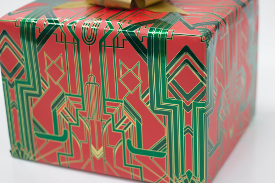 Great Catsby Metallic Holiday Red, Green and Gold Wrapping Paper