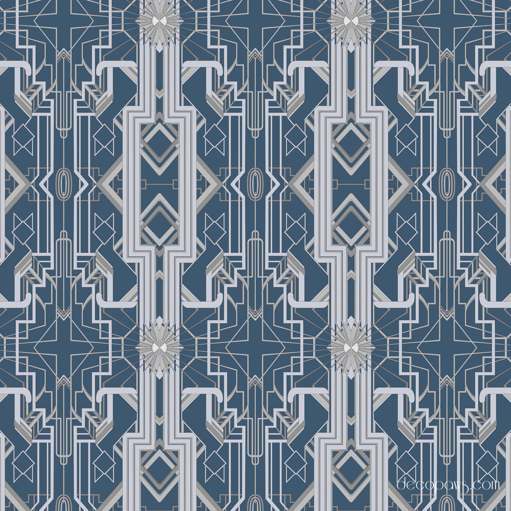 Great Catsby Wrapping Paper Steel Blue and Gray