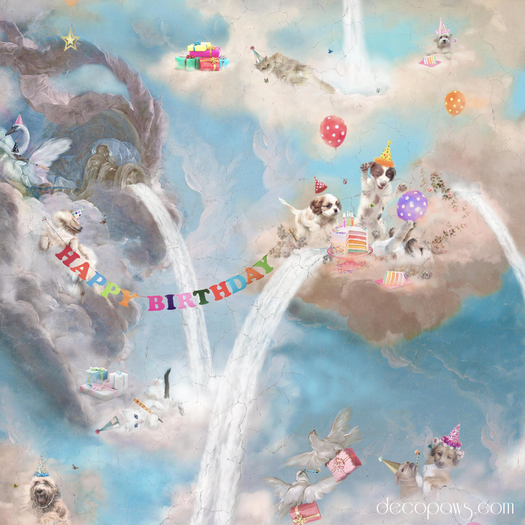 Rainbow Bridge Kitten & Puppy Birthday Wrapping Paper