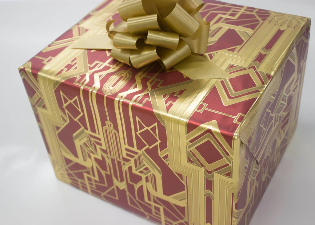 Great Catsby Metallic Red and Gold Wrapping Paper