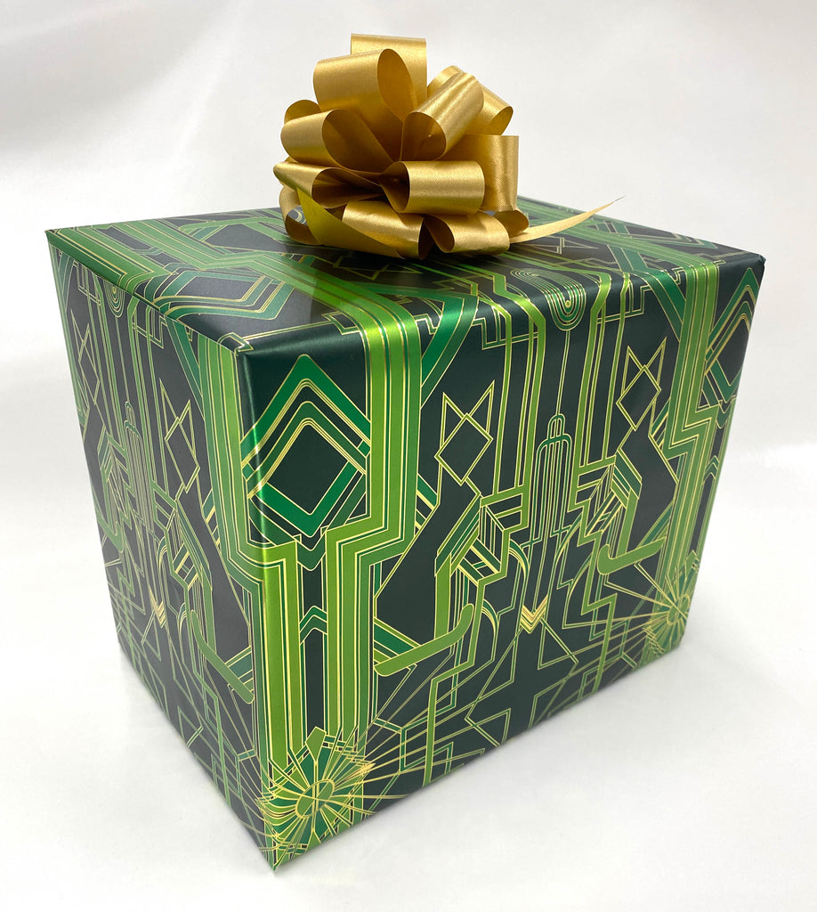 Great Catsby Metallic Kelly Green and Gold Wrapping Paper