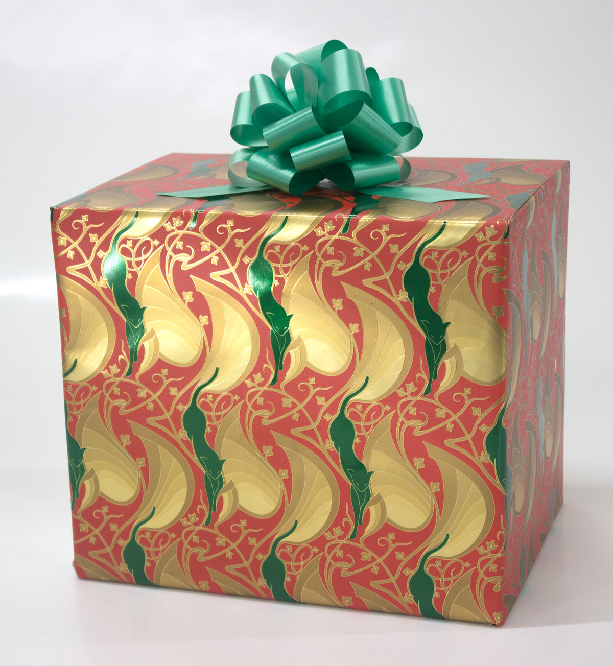 Mew-Veau Metallic Gold and Red Wrapping Paper