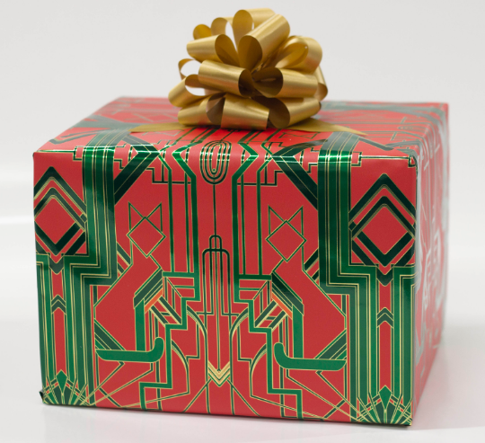 Great Catsby Metallic Holiday Red, Green and Gold Wrapping Paper